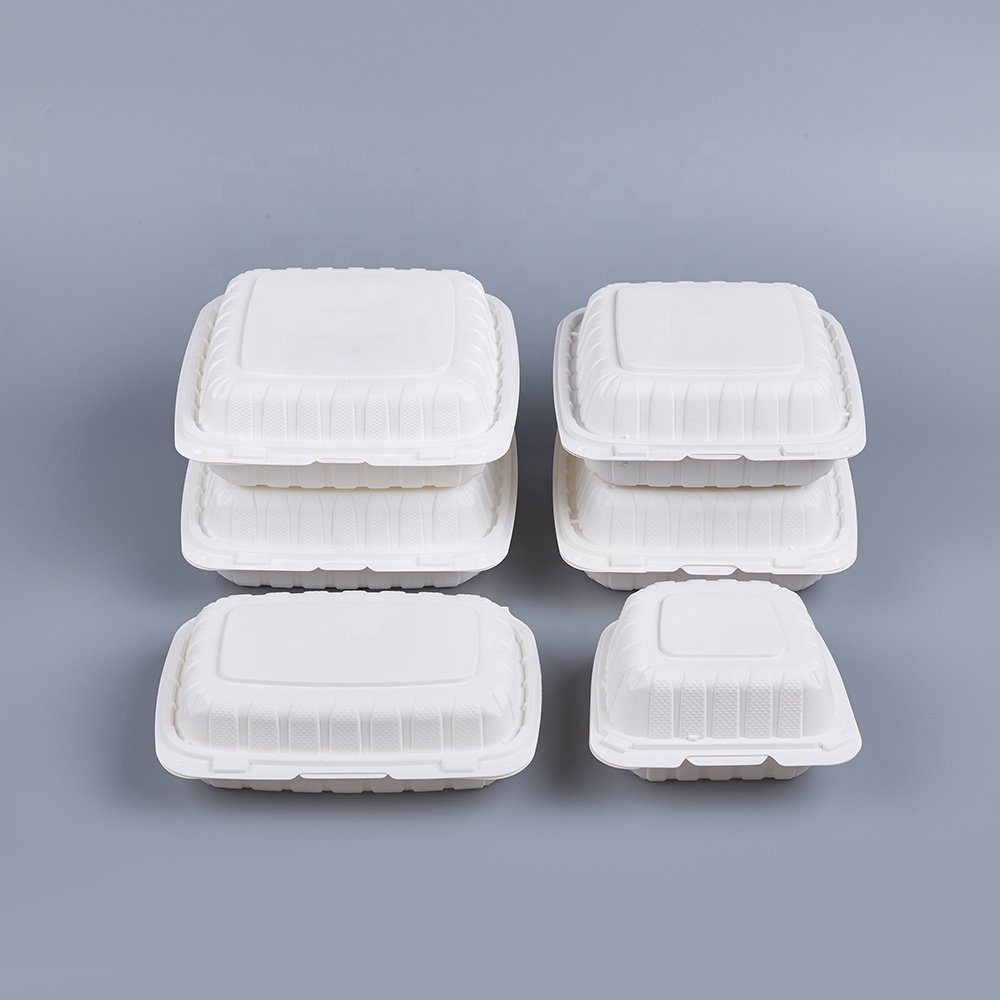 FULING 8x8" Clamshell To Go Box Disposable PP Mineral Plastic Take Out Food MFPP Hinged Containers