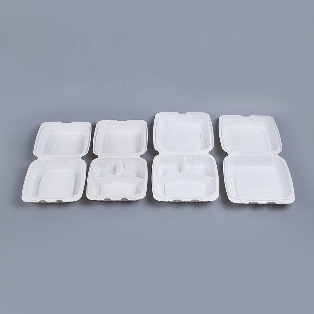 FULING 8x8" Clamshell To Go Box Disposable PP Mineral Plastic Take Out Food MFPP Hinged Containers