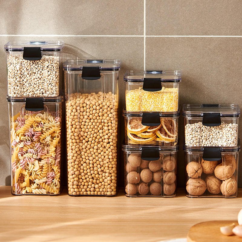Clear Airtight Plastic Food Storage Container Transparent Kitchen Fridge Food Jar Pot Cans Box Storage Boxes & Bins