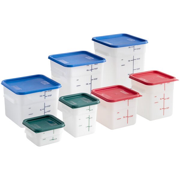 12/18/22QT Transparent White Food container Kitchen Storage Containers PC/PP Plastic Storage Square Containers