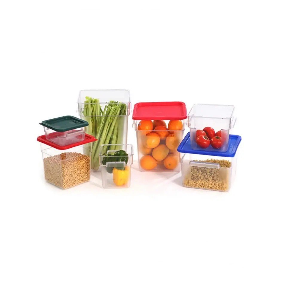 12/18/22QT Transparent White Food container Kitchen Storage Containers PC/PP Plastic Storage Square Containers