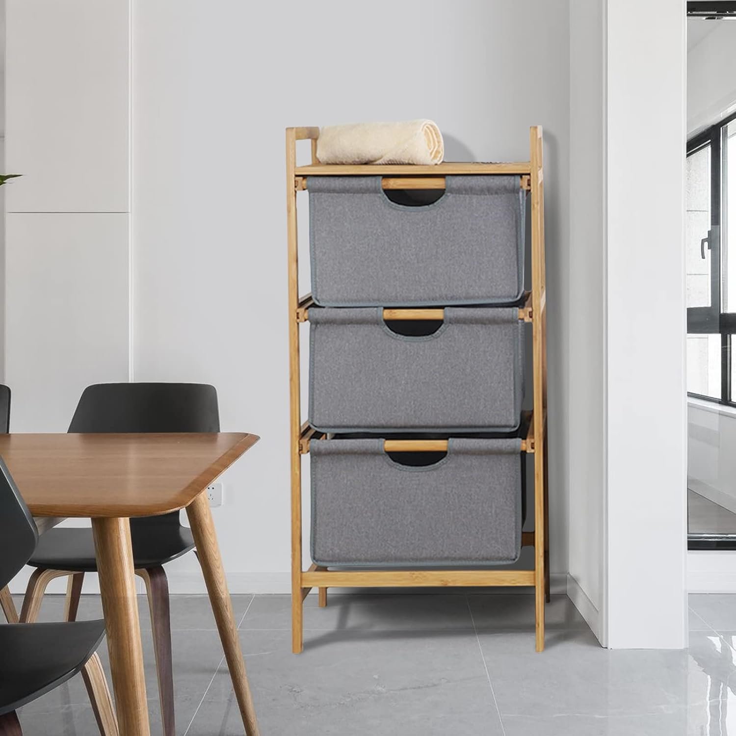 3-Layer Dirty Clothes Classification Bamboo Laundry Basket Storage Basket Bamboo Laundry Hamper Storage Shelf For Home