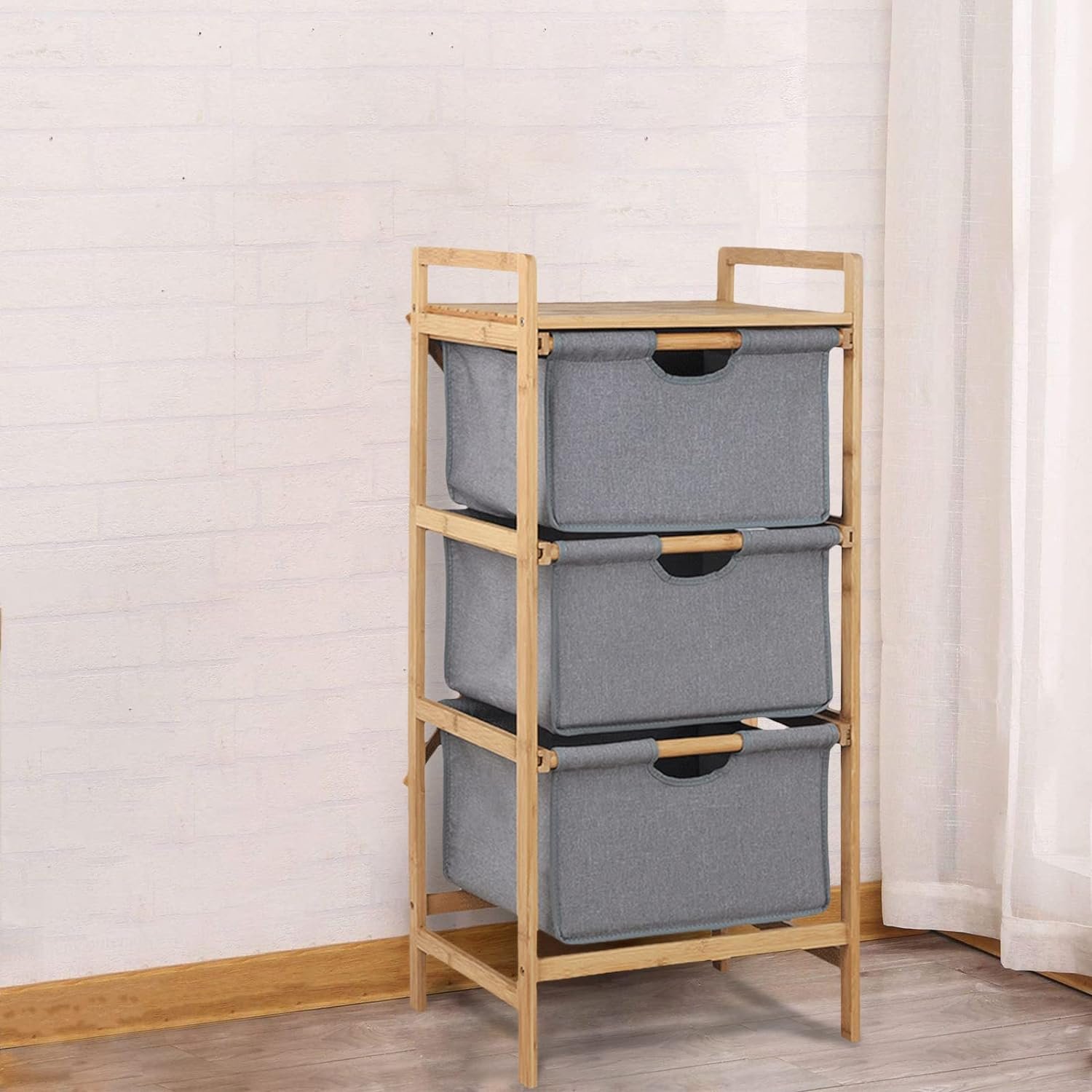 3-Layer Dirty Clothes Classification Bamboo Laundry Basket Storage Basket Bamboo Laundry Hamper Storage Shelf For Home