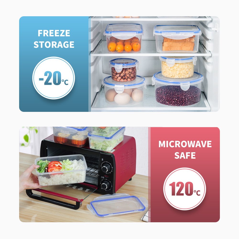 Eco Friendly Custom Reusable Keeper Meal Prep Airtight PP Microwave Safe Kitchen Plastic Box Food Storage Container With Lids