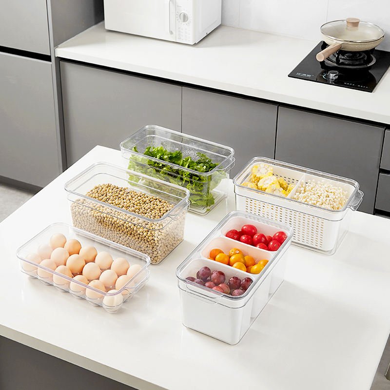 Pet Clear Plastic Refrigerator Food Organizer Fridge Storage Containers Box Bins Set For Fridge