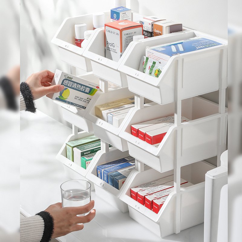 Stackable Plastic Desktop Organizer For Tool Book Toy Stationery Rack Combination Storage Basket