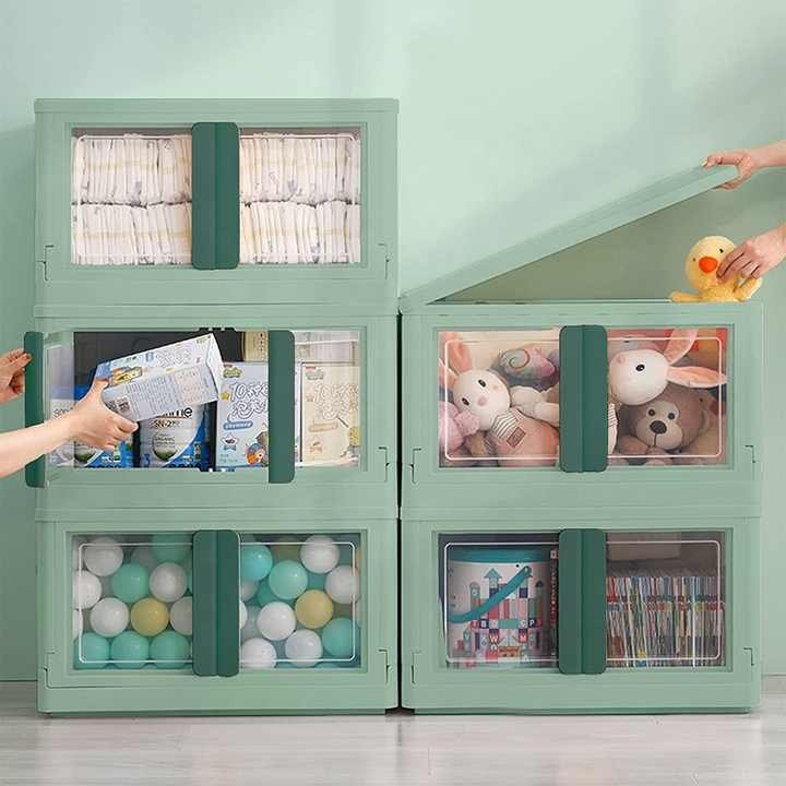 Collapsible Storage Bins Storage Bins with Lids Stackable Toy Huge Volume Folding Storage Box