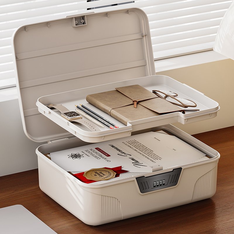 Password-Protected PET Plastic Office Organizer Folding Household Storage Box Lock Dust Proof Sortable File Organization Packing