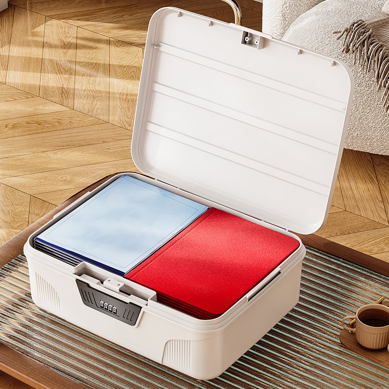 Password-Protected PET Plastic Office Organizer Folding Household Storage Box Lock Dust Proof Sortable File Organization Packing