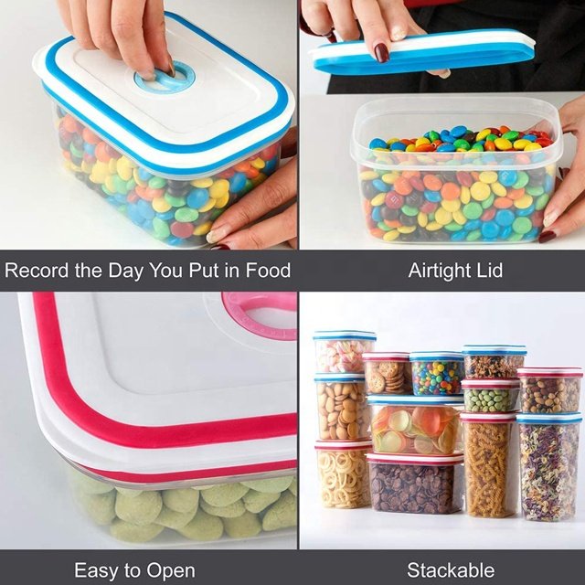 Air tight acrylic cereal bead jars box pet small food storage containers house with stackable
