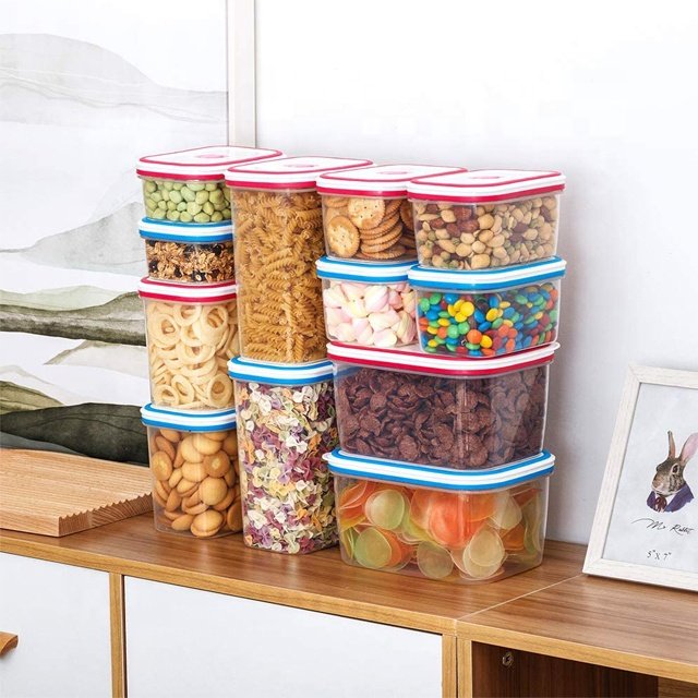 Air tight acrylic cereal bead jars box pet small food storage containers house with stackable