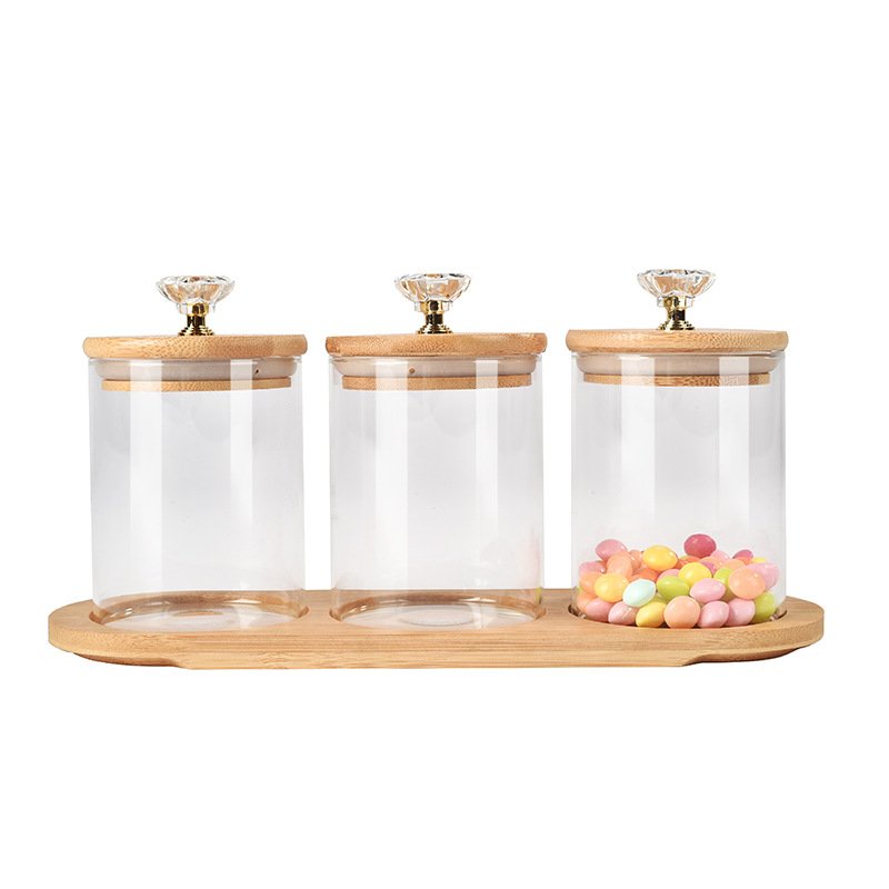 New Arrivals Jar Custom Borosilicate Glass Storage Kitchen Cream Jars and Container With Diamond Lids