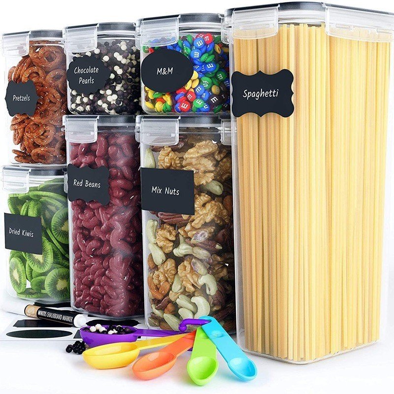 2.8L Big Capacity PP Plastic BPA Free Airtight Dry Cereal Food Storage Container Pantry Organization Canisters with Lid