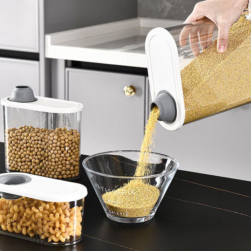 kitchen plastic airtight Grain can sealed Pantry box clear dry bulk food storage container cereal organizer Rice Beans Jar