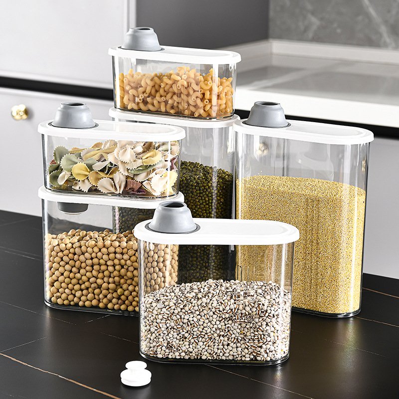 kitchen plastic airtight Grain can sealed Pantry box clear dry bulk food storage container cereal organizer Rice Beans Jar