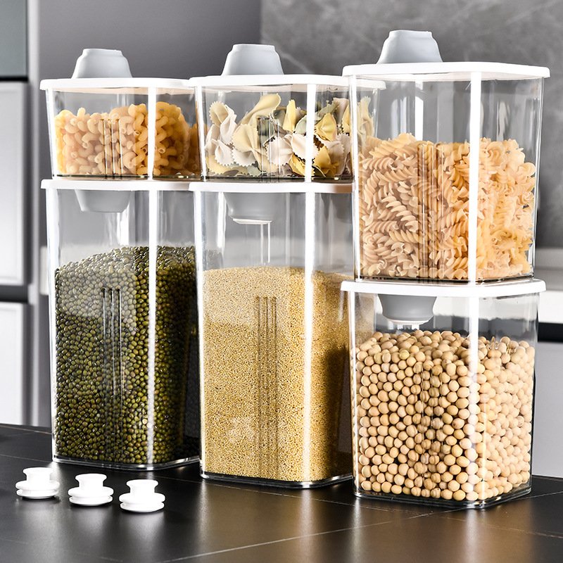 kitchen plastic airtight Grain can sealed Pantry box clear dry bulk food storage container cereal organizer Rice Beans Jar