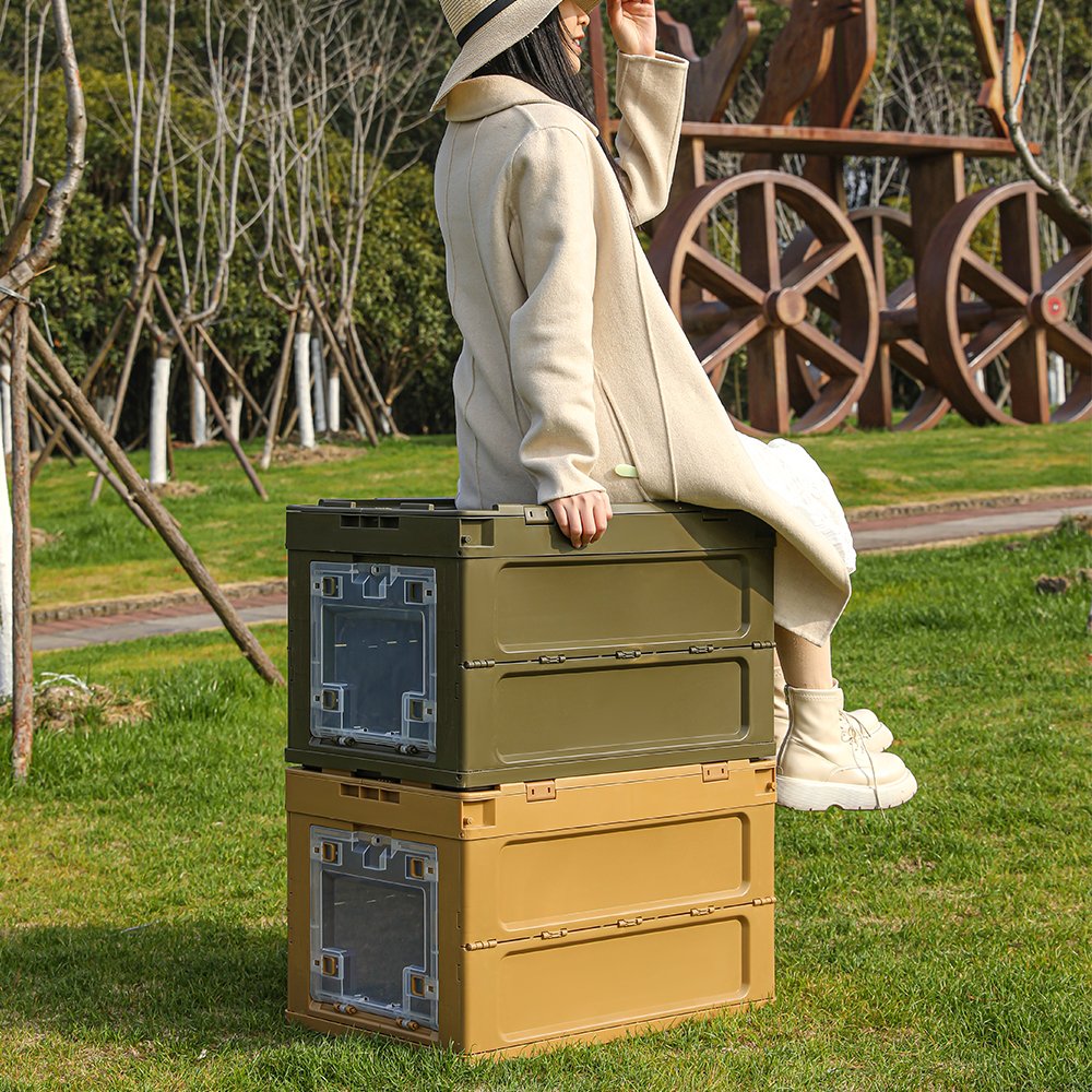 Transparent Visual Design Outdoor Plastic Camping Folding Storage Box Bin
