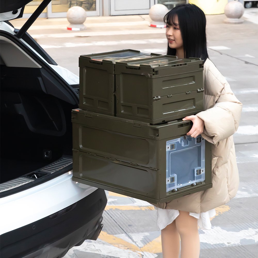 Transparent Visual Design Outdoor Plastic Camping Folding Storage Box Bin