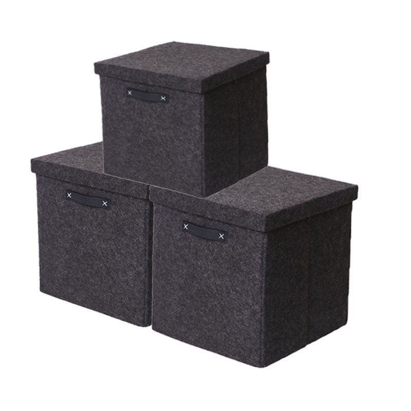 Light grey foldable felt storage box collapsible storage box under bed cardboard storage boxes with lid
