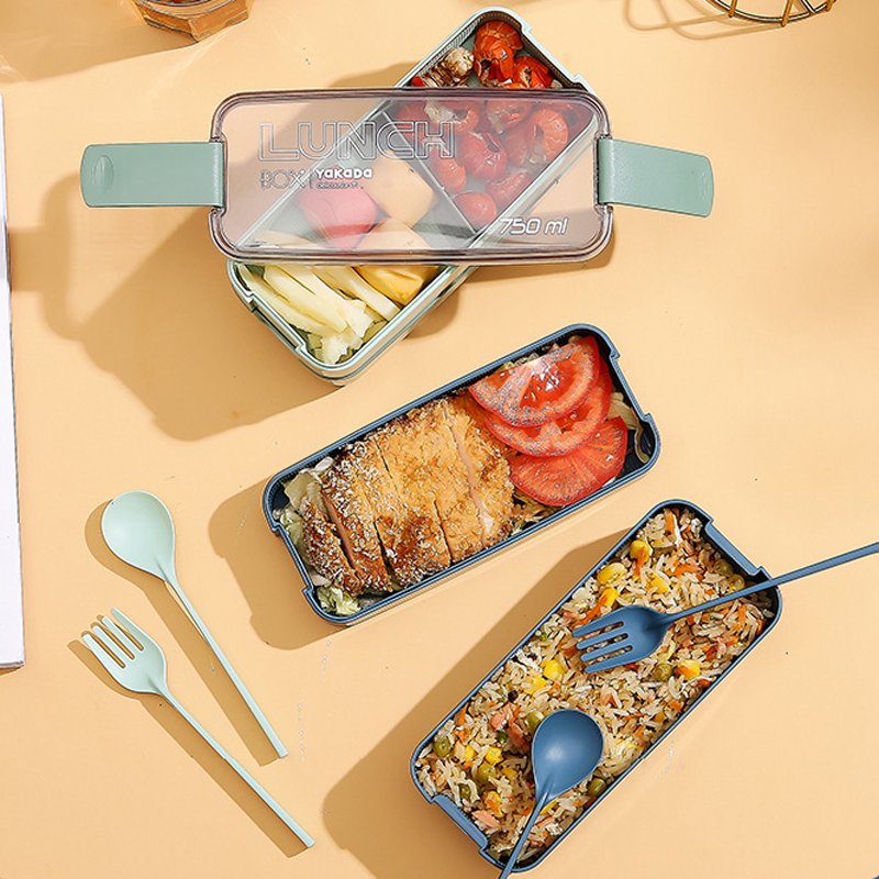 Lunch Box Bento Box For School Kids Office Worker 2/3 Layers Microwave Heating Lunch Boxes Food Storage Container With Cutlery