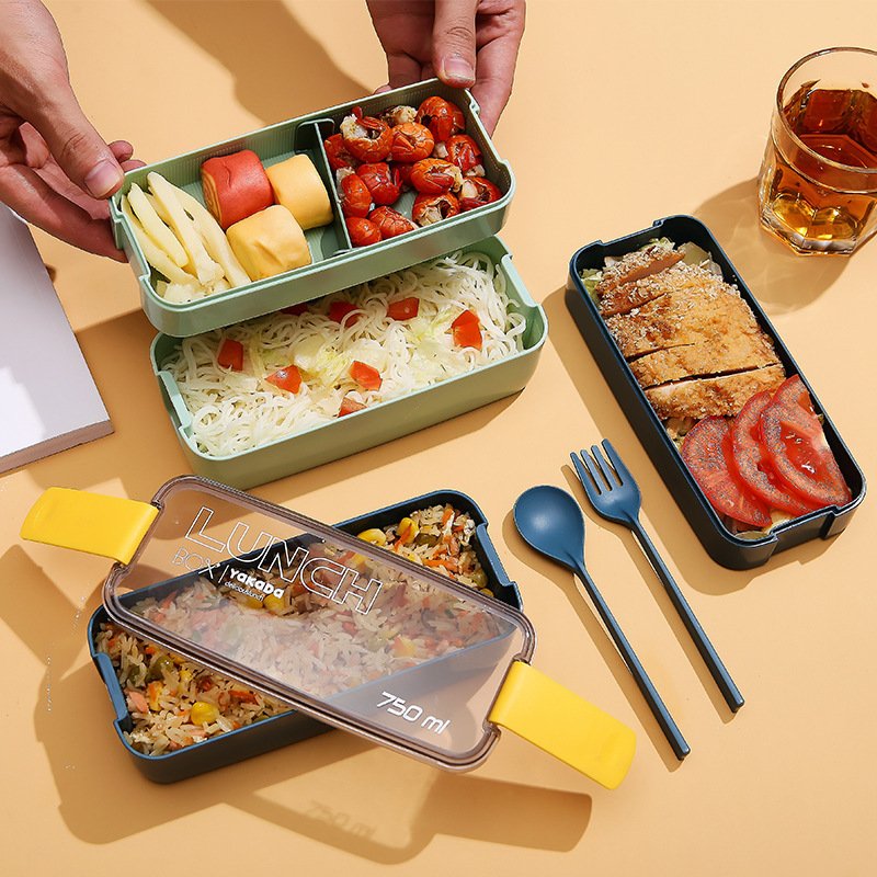 Lunch Box Bento Box For School Kids Office Worker 2/3 Layers Microwave Heating Lunch Boxes Food Storage Container With Cutlery