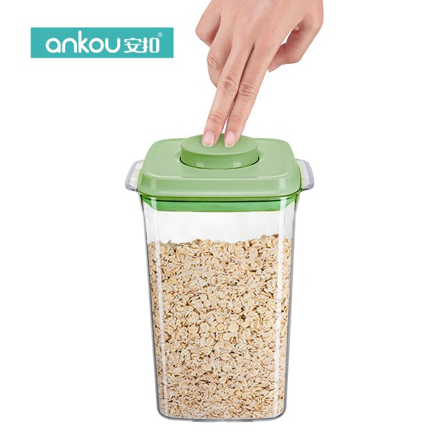 Ankou Home Hot Sale Plastic AS 4 Pieces Transparent Bread Snack Cereal Rice Food Storage Containers With Color Box