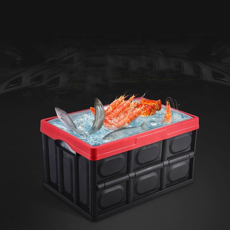 Plastic Car Trunk Organizer Reusable Folding Moving Box 50 L Collapsible Car Trunk Storage Box for Travel Camping Outdoor
