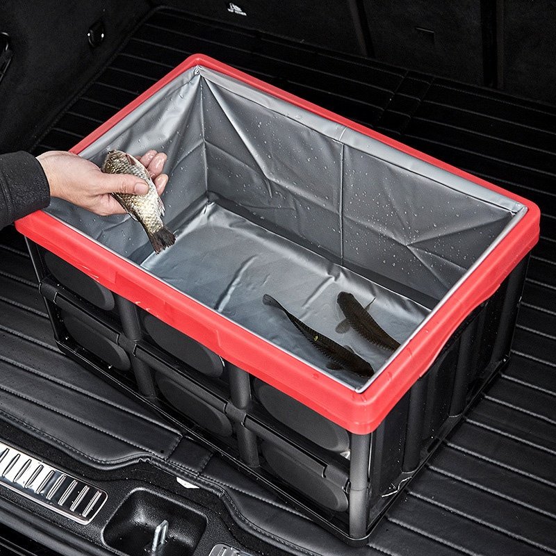 Plastic Car Trunk Organizer Reusable Folding Moving Box 50 L Collapsible Car Trunk Storage Box for Travel Camping Outdoor