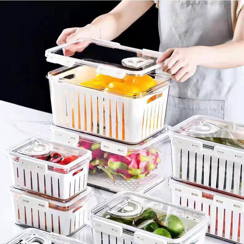 Household food crisper container drain refrigerator food storage food grade material vegetable fruit egg storage box
