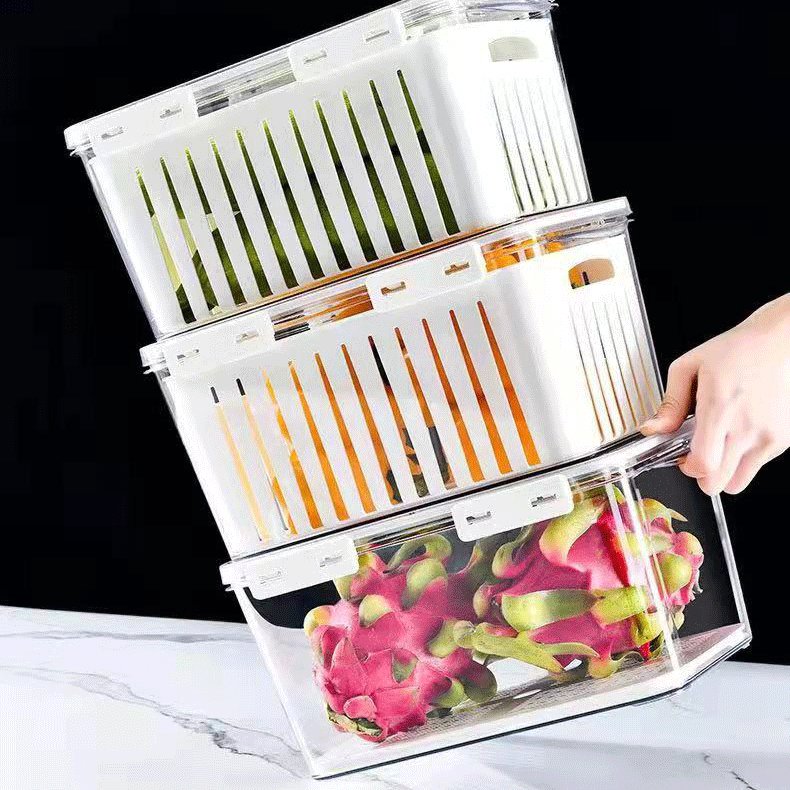 Household food crisper container drain refrigerator food storage food grade material vegetable fruit egg storage box