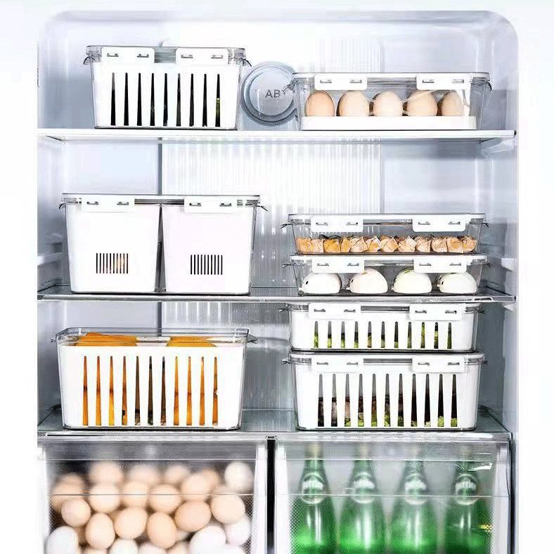 Household food crisper container drain refrigerator food storage food grade material vegetable fruit egg storage box