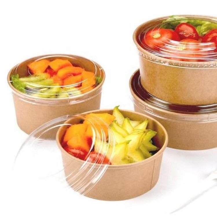 Microwave Packaging Takeaway Biodegradable Disposable Food container Kraft paper with lid compartments box