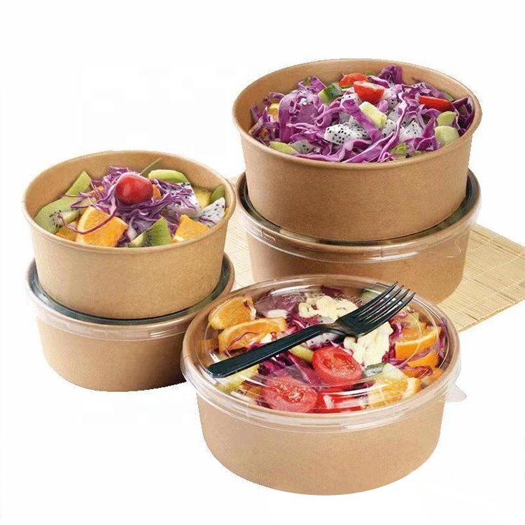 Microwave Packaging Takeaway Biodegradable Disposable Food container Kraft paper with lid compartments box