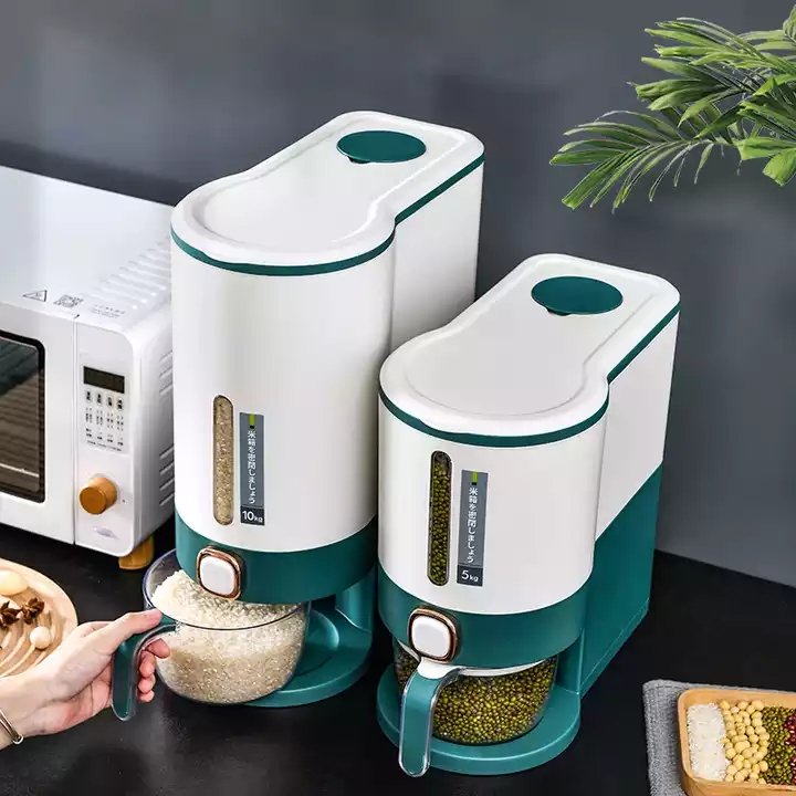 5KG Household Rice Bucket Grain Dry Food Storage Container Insect-proof Moisture-proof Sealed Measurable Rice Dispenser