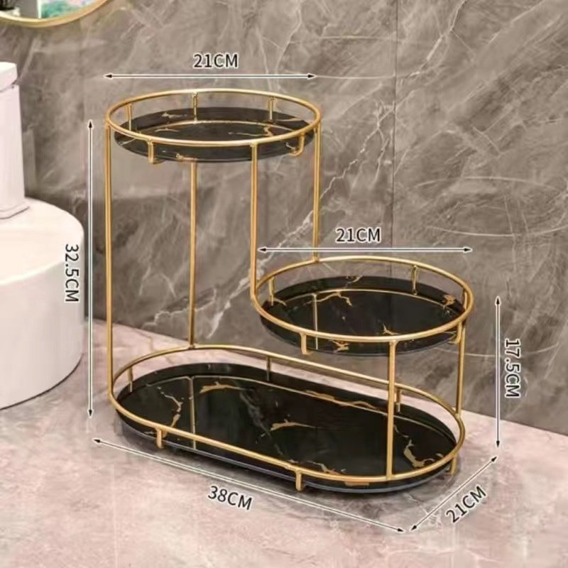 Bathroom Storage Rack Vanity Make Up Organizer for Makeup Round Bins Glass Perfume Holder Dressing Table Cosmetic Product