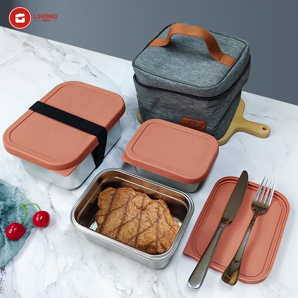 Buy Kids Lunch Box Leakproof Custom Food Storage Containers 1/2/3 Compartment Stainless Steel Bento Boxs