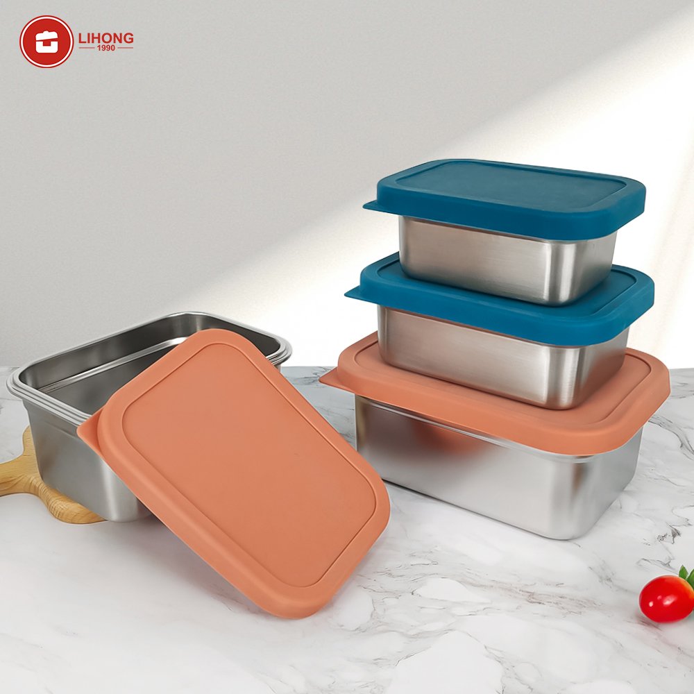 Buy Kids Lunch Box Leakproof Custom Food Storage Containers 1/2/3 Compartment Stainless Steel Bento Boxs