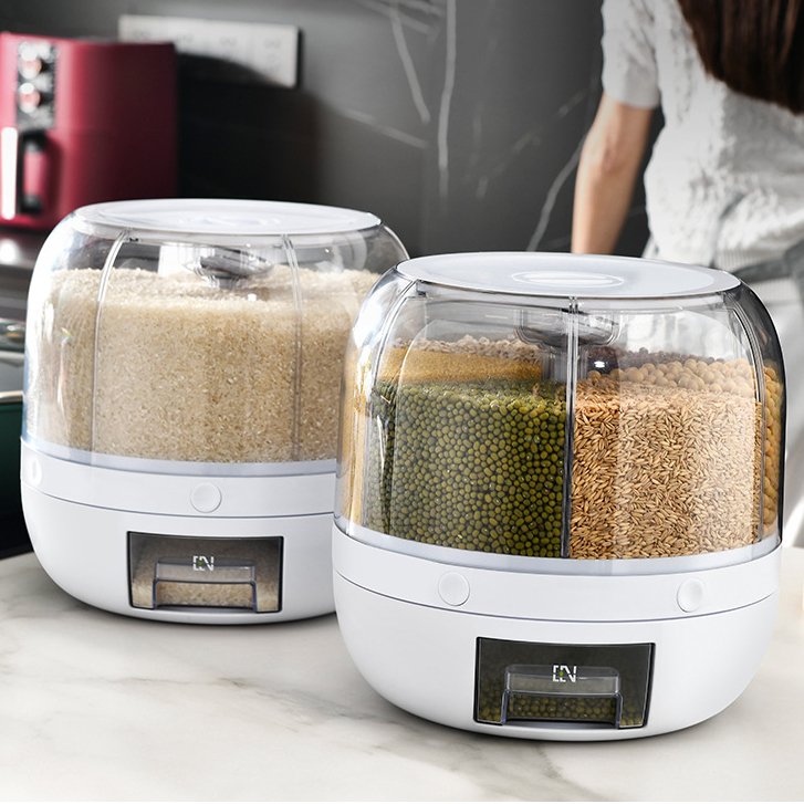 Grain Storage Box Rice Dispenser 6 Grid Kitchen Organizer Plastic Container Storage Box Diapensadores Food