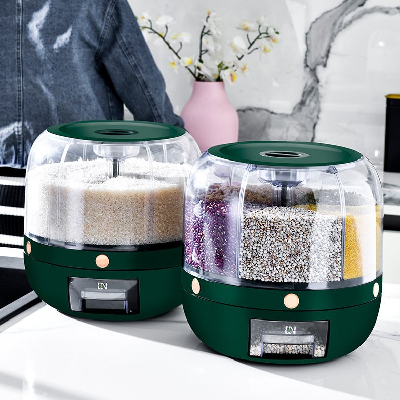 Grain Storage Box Rice Dispenser 6 Grid Kitchen Organizer Plastic Container Storage Box Diapensadores Food