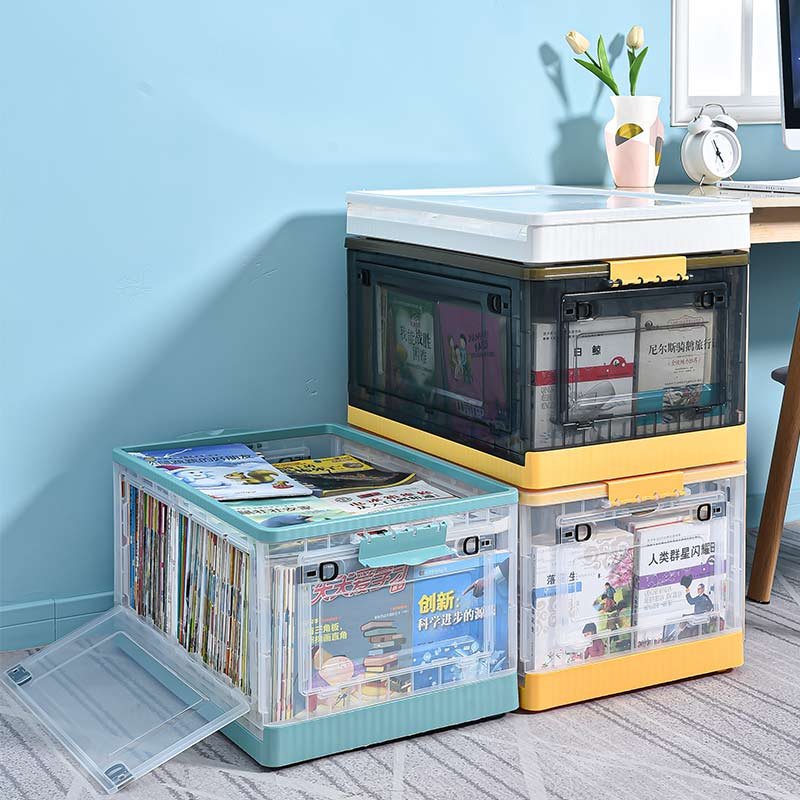20 Liters Large Clear Storage Box with Lid Wheels Collapsible Storage Folding Organizer Cube for Home