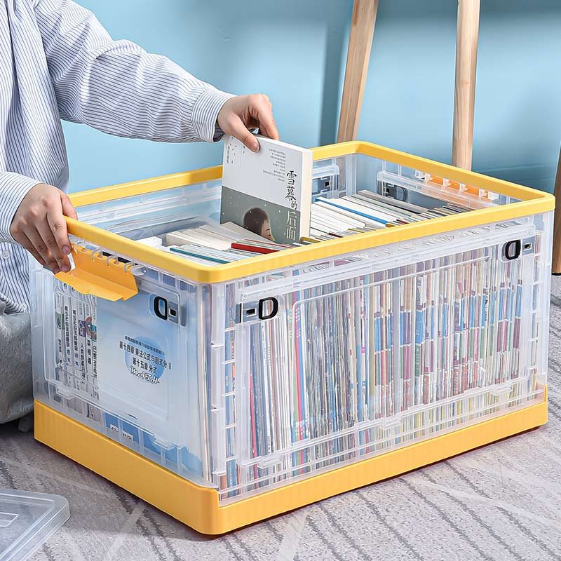 20 Liters Large Clear Storage Box with Lid Wheels Collapsible Storage Folding Organizer Cube for Home
