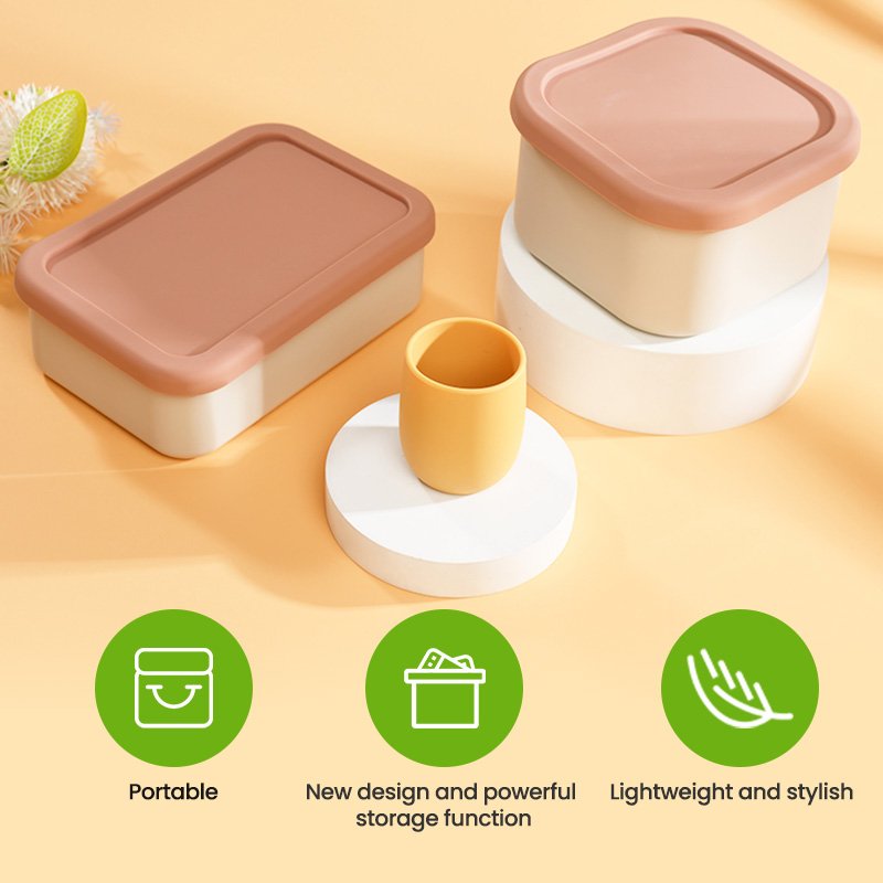 Factory 3 Compartment Food Grade Silicone Bento Kids Bento Lunch Box BPA Free Food Storage Box With Lid