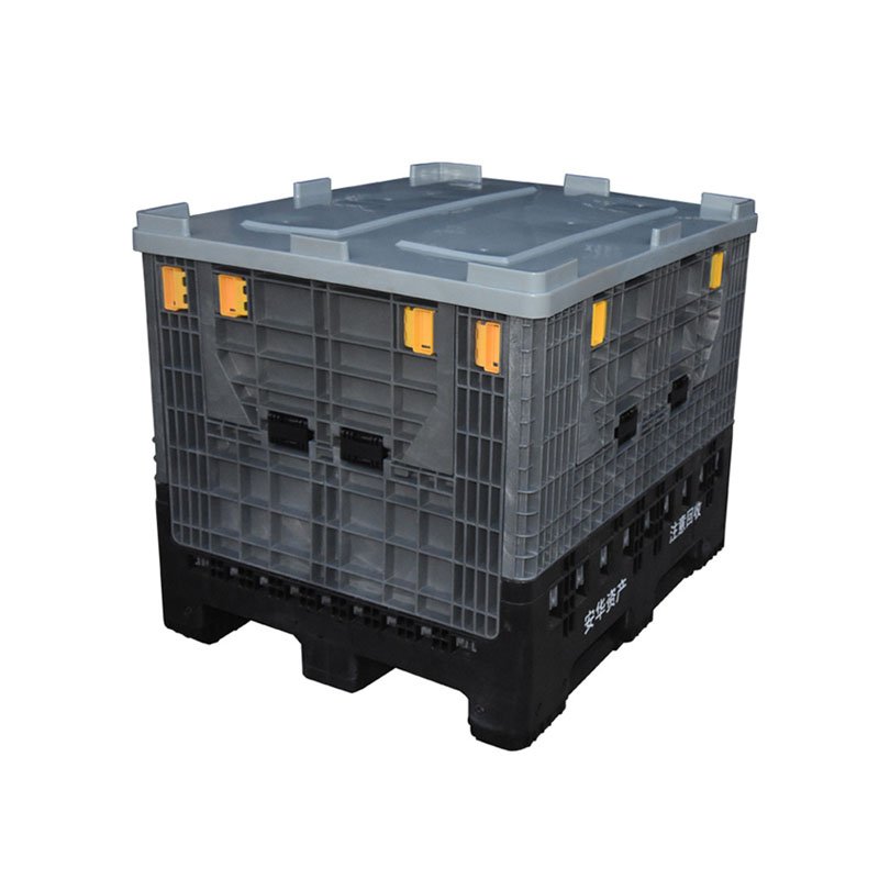 Heavy Duty Auto Parts Large Bulk Stackable Folding HDPE Plastic Pallet Container Bin box With Lid For storage