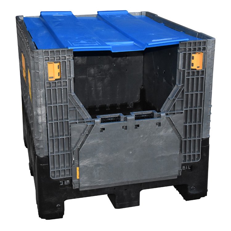 Heavy Duty Auto Parts Large Bulk Stackable Folding HDPE Plastic Pallet Container Bin box With Lid For storage