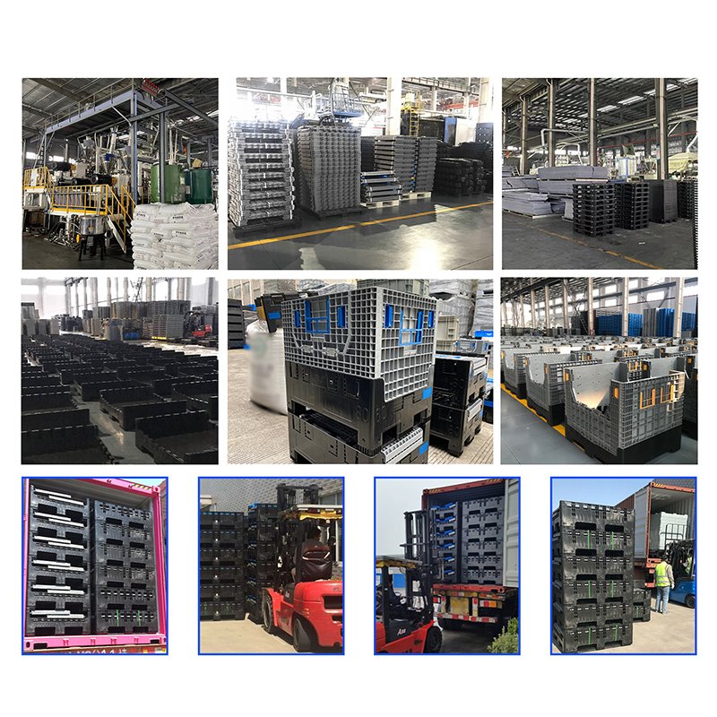 Heavy Duty Auto Parts Large Bulk Stackable Folding HDPE Plastic Pallet Container Bin box With Lid For storage