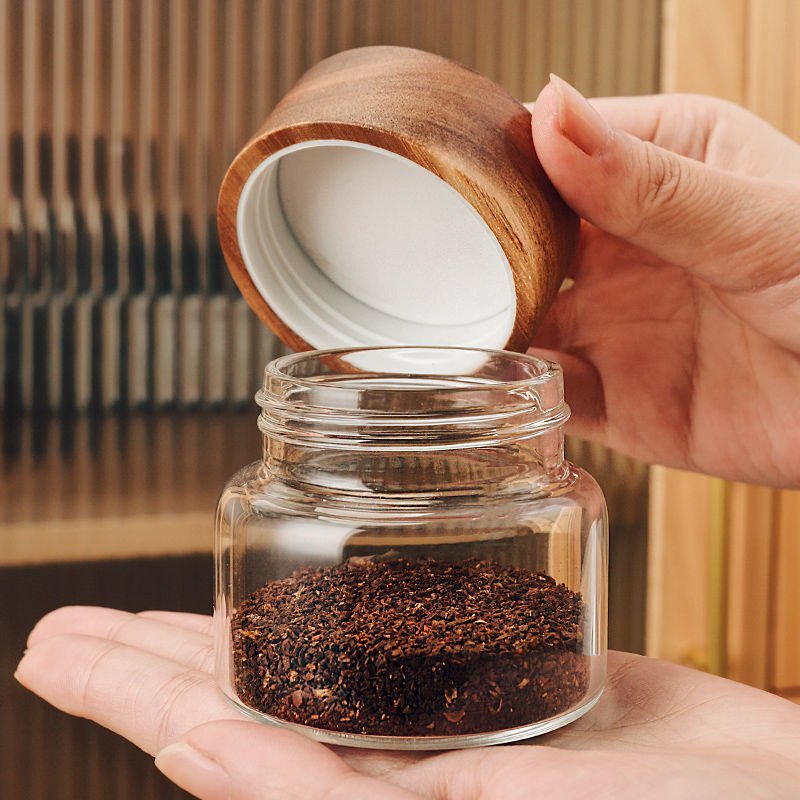 100-800ml Glass Spice Jars Honey Container with Acacia Screw Wood Lids 1300ml 1000ml