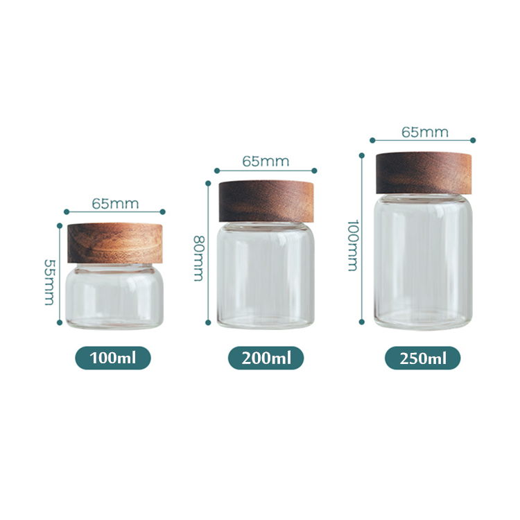 100-800ml Glass Spice Jars Honey Container with Acacia Screw Wood Lids 1300ml 1000ml