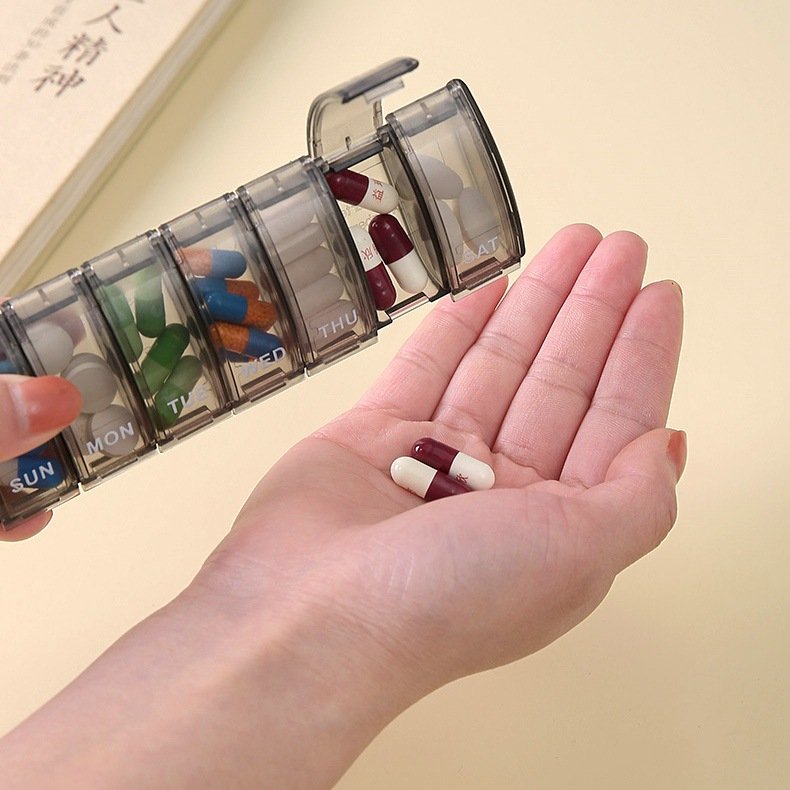 KYPL252 One Week 7 Grids Travel Pill Case Big Capacity Medicine Storage Box