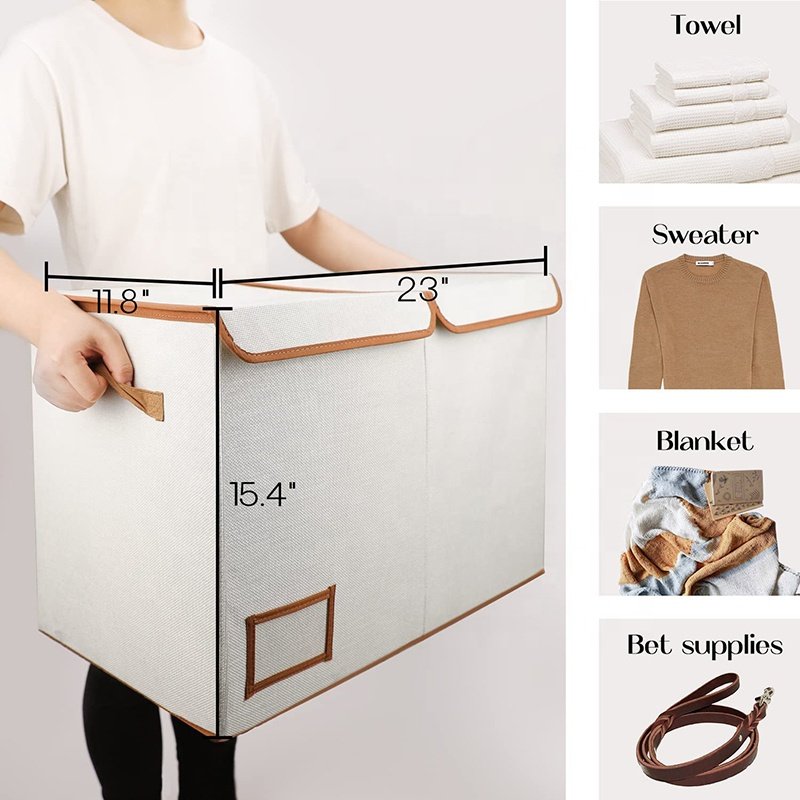 Home Large Double Laundry Hamper Stackable Bins Storage Box Children Toy Organizer with Storage Bins