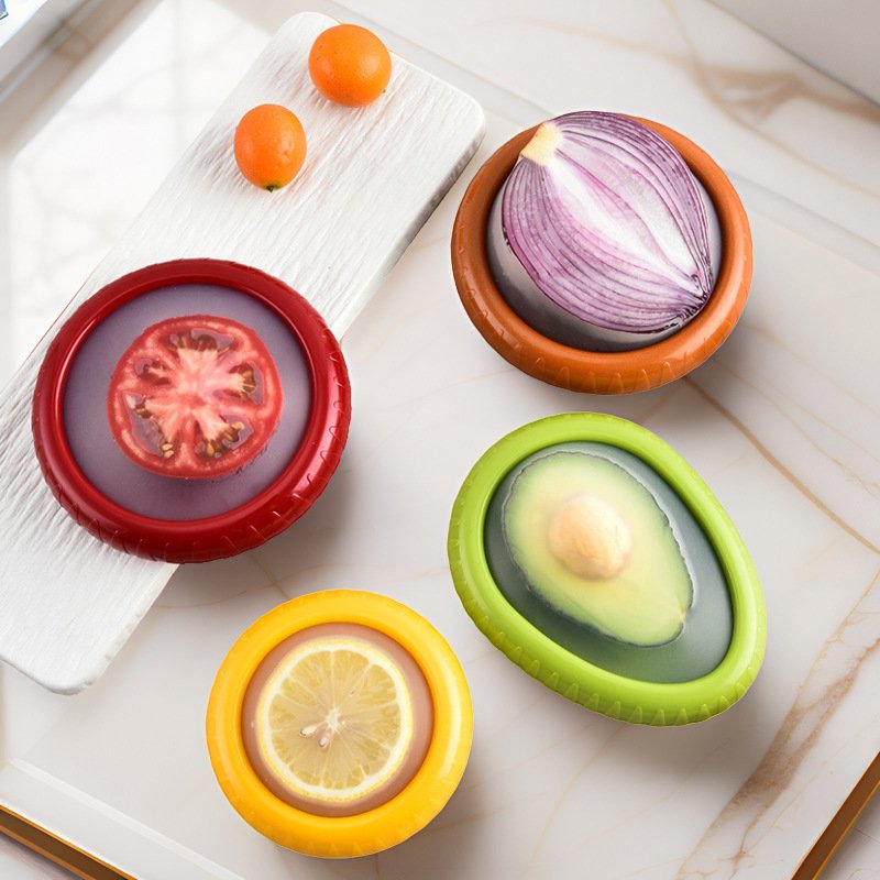 4 pack fridge Garlic Onions Lemons Potato Avocado keeper Saver Tomato Holder Reusable silicone fruit food Storage Containers Set